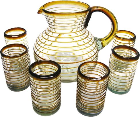 Emerald Green Spiral 14 oz Drinking Glasses (set of 6), Recycled Glass, Lead-free, Toxin-Free (Drinking) in Kuwait