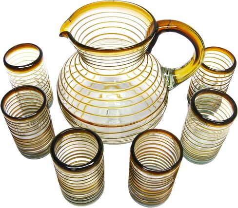 Emerald Green Spiral 14 oz Drinking Glasses (set of 6), Recycled Glass, Lead-free, Toxin-Free (Drinking) in Kuwait