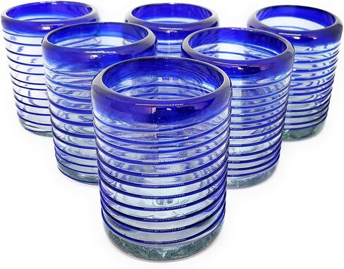 Emerald Green Spiral 14 oz Drinking Glasses (set of 6), Recycled Glass, Lead-free, Toxin-Free (Drinking) in Kuwait