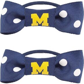 Littlearth Women's NCAA Michigan Wolverines Bow Pigtail Holder Set, One Size, Team Color