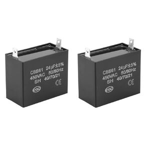 2PCS Generator Capacitor 24uf, Metallized Polypropylene Film Structure, 250-450VAC for Brushless Gas Generators