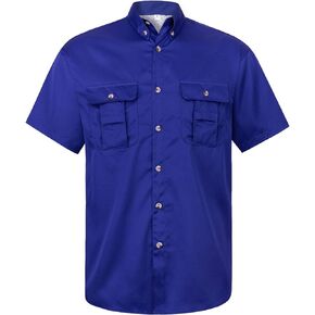 Alimens & Gentle Men's Fishing Shirt Short Sleeve Summer Breathable Outdoor Casual Button Down Shirt
