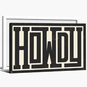 Funky Big Howdy Wall Art Western Modern Decor Black and White Southwestern Country Ranch Sign Poster Picture Canvas Print Minimalism Trendy Farmhouse Living Room 12x8inch Unframed