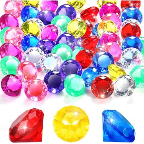 Acrylic Diamond Large Gems Pirate Round Treasure Toy Gems Colorful Treasure Round Gemstones Diamond Shaped Gemstones Large Acrylic Gems for Home Table Scatters Vase Fillers Party Decoration