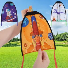3 Pcs Mini Kites - Thumb Ejection Kite Beach Toys Gift for Kids Teens Ages 4-18 Easy to Fly Waterproof Stringless Beach Kite with 3 Replacement Rubber Band Small Funny Outdoor Kid Toys