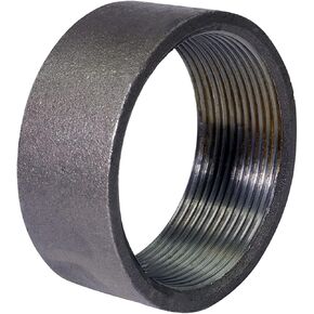 NUUID500 3" Black Merchant Steel Half Coupling with Female Connection with Tapered Tapped Thread, 3