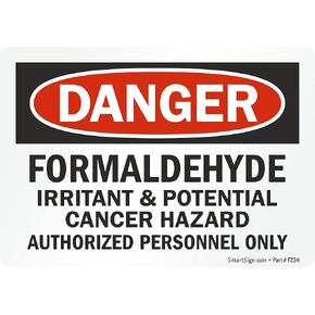 SmartSign 3.5 x 5 inch “Danger - Formaldehyde, Potential Cancer Hazard, Authorized Personnel Only" OSHA Label, 5.5 mil Laminated Vinyl, 3M Engineer Grade Reflective Material, Red, Black and White