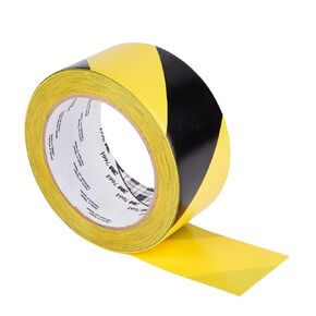 3M Striped Hazard Warning Tape 766 - High Visibility Vinyl Caution Tape for Floors, Walls and Pipes - 3" x 36 yards, 5 Mil, 12 Rolls/Case - Black and Yellow