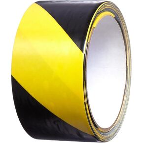 3M Striped Hazard Warning Tape 766 - High Visibility Vinyl Caution Tape for Floors, Walls and Pipes - 3" x 36 yards, 5 Mil, 12 Rolls/Case - Black and Yellow in Kuwait