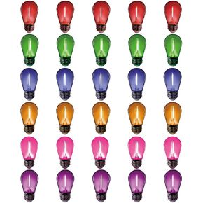 30 Pack LED Color Bulb S14 1W, LED String Light Replacement Bulb for Home Decor Christmas,Holiday,Party,Wedding