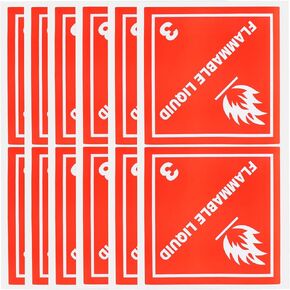 Gatuida 20pcs Flammables Placard Flammables Liquid Hazmat Stickers 3 Dot Placard Sign with White Text on Red Base