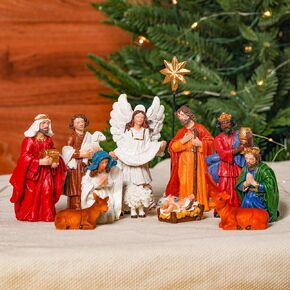 Nativity Set for Christmas, 12 Pieces 3.9 Inches Hand-Painted Resin Figurines for Christmas Nativity Scene Tabletop Holidays Home Decoration, Perfect Choice for Collection and Gifts