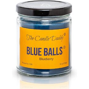 Blue Balls - Blueberry Scented Candle - Funny- 6 Ounce Jar Candle- Hand Poured in Indiana