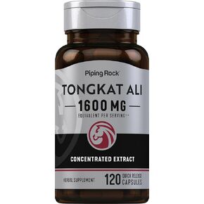 Piping Rock Tongkat Ali for Men | 1600mg | 120 Capsules | Longjack Extract | Non-GMO, Gluten Free Supplement