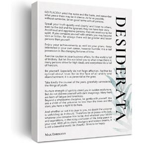 Inspirational Canvas Wall Art Motivational Desiderata Canvas Print Positive Literaty Canvas Painting Office Home Wall Decor Framed Gift 12x15 Inch