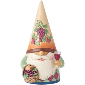 Enesco Jim Shore Heartwood Creek Wine Time Gnome Figurine - Stone Resin Hand Painted Crafted Collectible Decorative Gnomes Figurines Home Decor Statue, 6.7 Inch