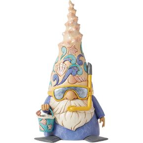 Enesco Jim Shore Heartwood Creek Coastal Snorkel Shell Gnome Figurine- Resin Hand Painted Crafted Collectible Decorative Figurines Beach Home Decor Collection Sculpture Shelf Statue Gift, 7.75 Inch