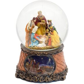 Three Kings Nativity Scene 6 Inch Musical Glitter Dome Plays Tune Little Drummer Boy