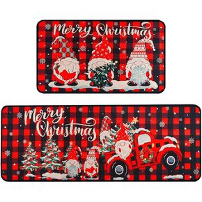 Christmas Kitchen Rugs Set of 2, Merry Grinchmas Kitchen Decorations Anti Fatigue Rug Non Skid Washable Mats for Home Kitchen Floor Decor