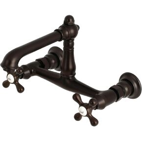 Kingston Brass KS7242AX English Country Bathroom Faucet, 6-5/8" in Spout Reach, Polished Brass