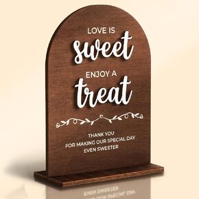 Love Is Sweet Sign For Dessert Table Decorations - Love Is Sweet Enjoy A Treat Wood Sign For Wedding, Bridal Shower Decor