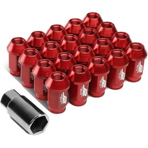 J2 Engineering 7075-T6 Aluminum M12 x 1.25 20Pcs 40mm Tall Open-End Lug Nut w/Socket Adapter Black