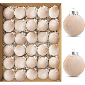 30Pcs Velvet Christmas Balls Christmas Tree Ornaments Velvet Balls Shatterproof Xmas Bulbs Decorations Set Brown Neutral Ornaments Velvet Balls 2.36Inch for Xmas Holiday Party Indoor Decor