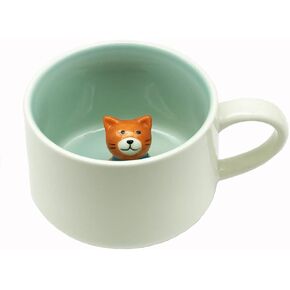 3D Animal Cup Coffee Mug Comes With A Cute Inside Creative Morning Mug Animal Cup For Hot And Cold Tea Milk Coffee Perfect For Kids Decorations Best Office Cup (Cat) (Ceramic), 400 ML in Saudi Arabia