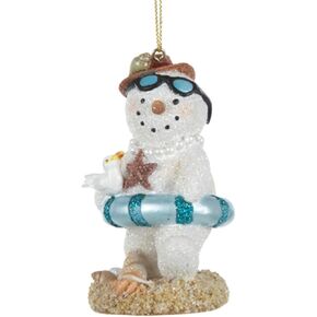 Kurt Adler 3.75" Resin Beach Snowman Ornament Pair