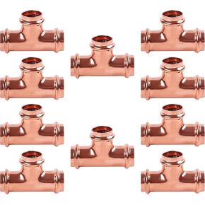 ProPress 1/2 Inch Copper Tee – Push to Connect Copper Tee Press Fitting – Tee Connector – Copper Pex Fitting Compatible with Copper pipe - Pack of 10 in Saudi Arabia