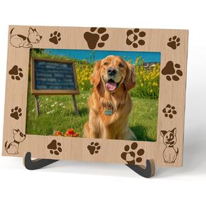 Dog Photo Frame - Dog Paw Wooden Desktop Photo Frame with Stand - Pet Memorial Gift Picture Frame - Gifts for Dog Lovers, New Puppy Gifts, Dog Mom Gifts for Women -A04
