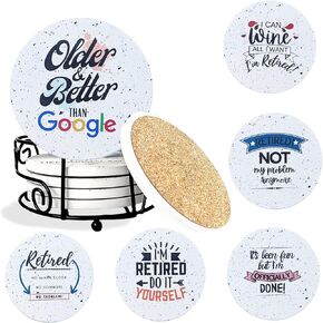 Pickleball Gifts for Women and Men - Appreciation Gifts - Absorbent Ceramic Coasters 6pc - Metal Holder & Cylinder Kraft Gift Box Included