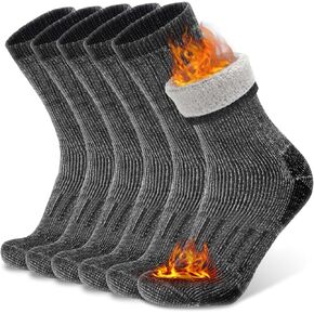 Busy Socks 3 Pack Crew Merino Wool Hiking Socks for Men Women Winter Thick Warm Thermal Cushioned Moisture Wicking Boot Sock