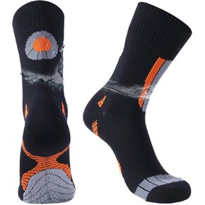 Mens Waterproof Cycling Socks,Lightweight Water Resistant Cushioned Breathable Coolmax Anti-Odor Fishing Hunting Wading Socks as Rain Gear 1 Pair (Black,Large)
