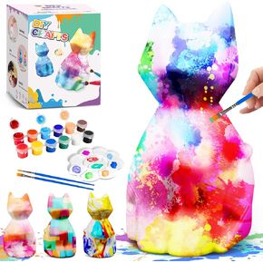 kykake Paint Your Own Moon Art Kit, Halloween Gifts DIY Space Toys Lava Art Kit with Plastic Stand, Art Gifts for Teens Girls Boys, Arts and Crafts Kit for Kids Ages 3 4 5 6 7 8 9 10 11 12+