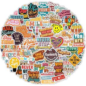 100 Pack Inspirational Stickers Perfect for Water Bottles, Laptops, Phone Cases, Waterproof Vinyl for Kids, Teens, Girls and Boys (Motivational)