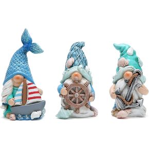 Hodao 3PCS Summer Gnomes Decor Sea Star Shell Gnomes Handmade Beach Swedish Gnomes Decorations for Home Scandinavian Sailor Elf Summer Decor Home Ornaments Summer Gnomes Figurines Decor