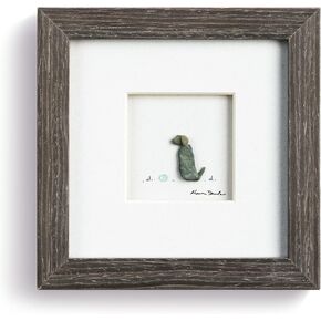 Ready To Play Gray and White 6 Inch Stone and Glass Framed Tabletop or Wall Art