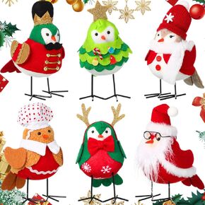 Blosssound 6 Pcs Fall Table Decorations Thanksgiving Plush Fabric Birds Figurine 6 Style Autumn Harvest Standing Birds Doll Thanksgiving Tabletop Ornament Gifts for Indoor Office Shelf Mantel Garden