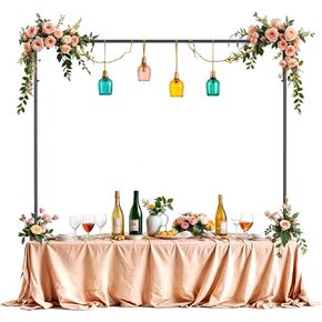 Over The Table Rod Stand with Clamps- Gold Metal Balloon Arch Stand for Baby Shower Birthday Party Wedding Decor - Adjustable Tabletop Backdrop Banner Stand for Craft Fair Display