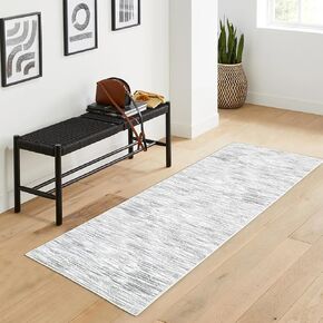 Bedroom Area Rug 4x6 Geometric Rug Machine Washable Rug Small Living Room Area Rug Indoor Non-Slip Stain Resistant Throw Floor Carpet Boho Accent Rug for Dining Room Home Office, Grey
