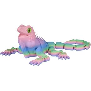 3D Printed Lizard Figure, Colorful Lizard, 12.2 inch (31 cm) Lizard Fidget Sculpture, Home Decor Accents Statues (Sunset Rainbow, 31cm)