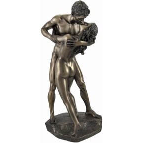 Veronese Design Bronzed Nude Lovers in a Passionate Embrace Sharing a Kiss Statue