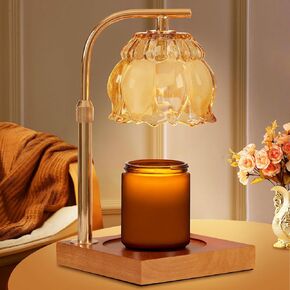 Candle Warmer Lamp with Timer 2/4/8h Adjustable Height Dimmable Candle Lamp Birthday Christmas Gifts Bedroom Living Room Home Decor Safe Wax Melt Warmer for Scented Wax with 2 Bulbs, Amber