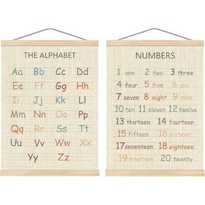 Boat Wades Woodland Animals Alphabet Poster Hanger Frame Set of 2,Forest Animal ABC 123 Educational Wall Art Hanging Banner Decor for Nursery Playroom Classroom Homeschool,12x16