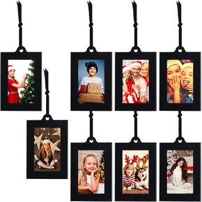 Jetec 8 Pieces Christmas Hanging Picture Frame Ornaments Xmas Family Photo Ornament Frames Christmas Tree Picture Frames for Photo Picture Tree Display Decorative Table Home Supply Decor