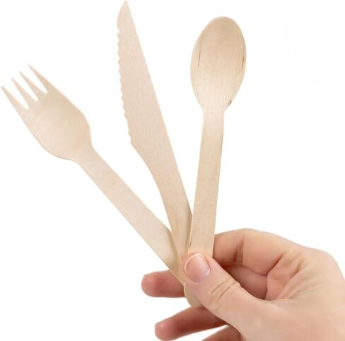 6 Inch Wooden Forks (100 Pcs) Disposable Forks Sturdy Utensils, Guilt Free Convenience (Wood) in Saudi Arabia