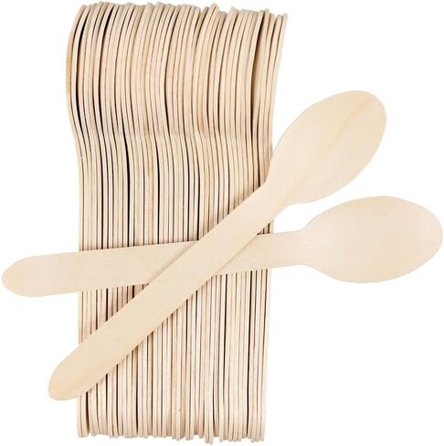 6 Inch Wooden Forks (100 Pcs) Disposable Forks Sturdy Utensils, Guilt Free Convenience (Wood) in Saudi Arabia