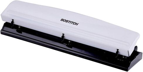 Bostitch Office 3 Hole Punch, Durable Metal,Rubber Base, 12 Sheets, Black in Saudi Arabia