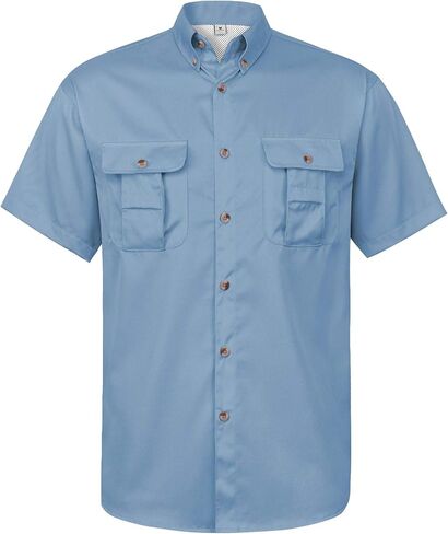Alimens & Gentle Men's Fishing Shirt Short Sleeve Summer Breathable Outdoor Casual Button Down Shirt in Saudi Arabia